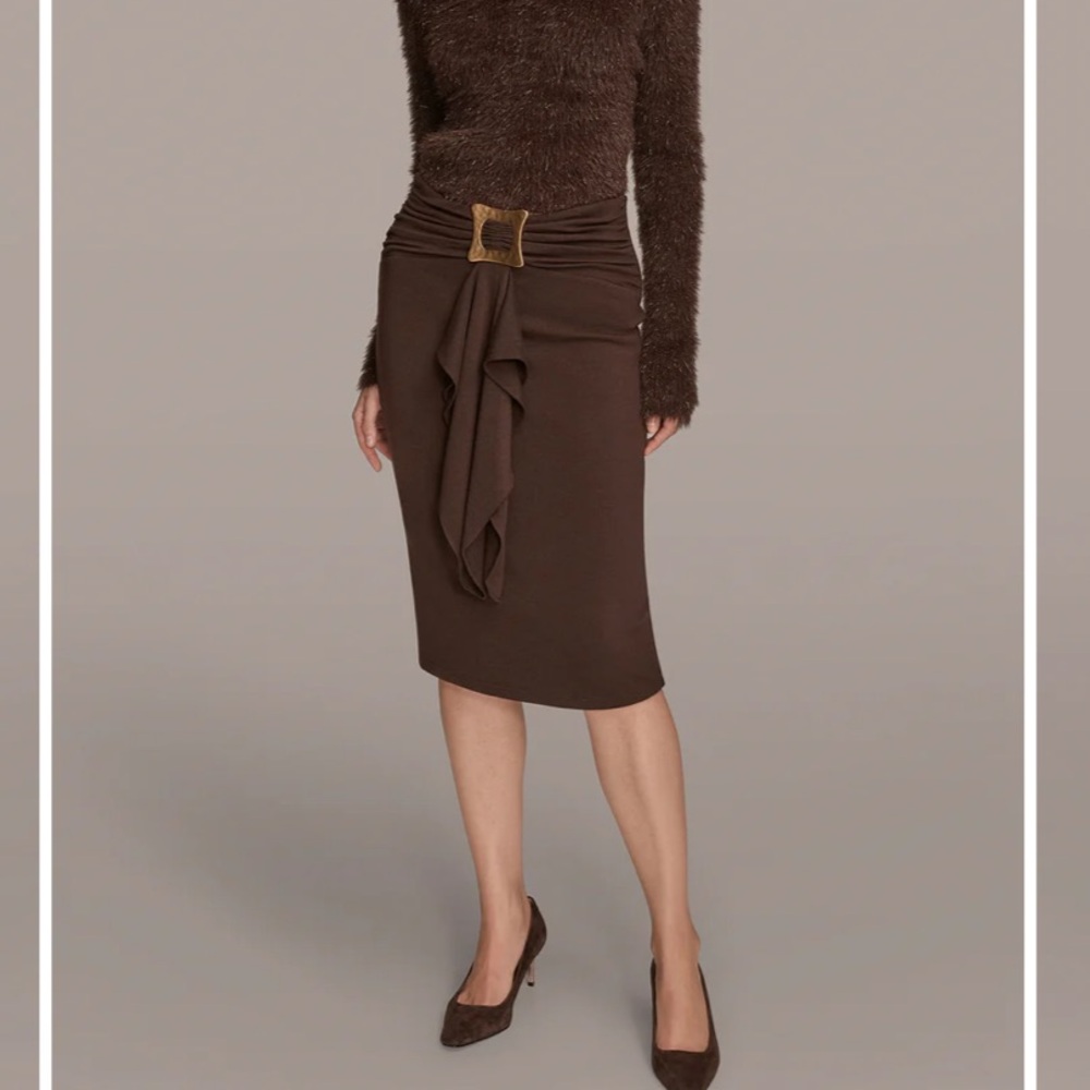 Leon Max Elegant Brown Midi Skirt Size 6 New With Tag